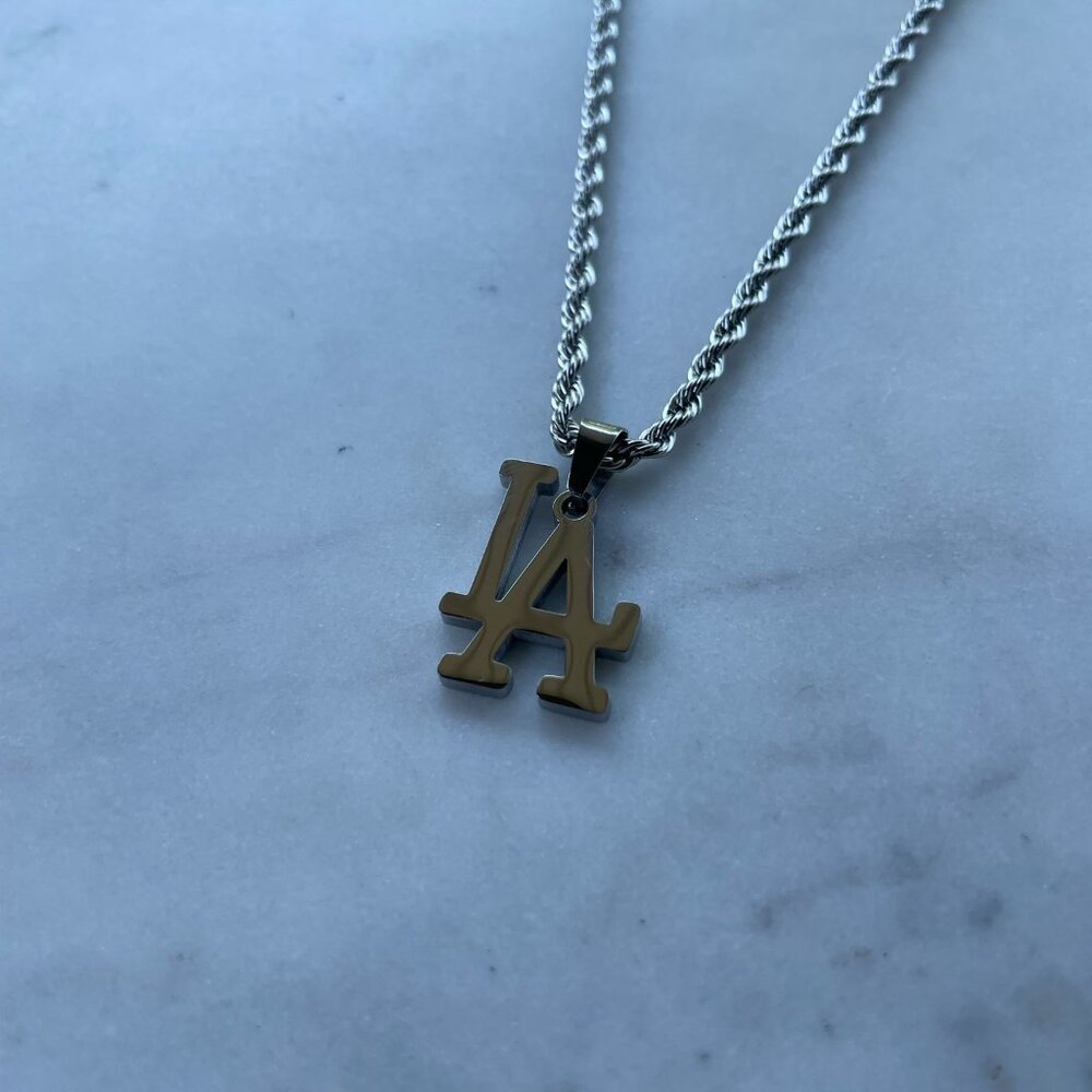 LA Dodgers Necklace - Los Angeles Dodgers - Silver 3mm Rope - Valentines Gift